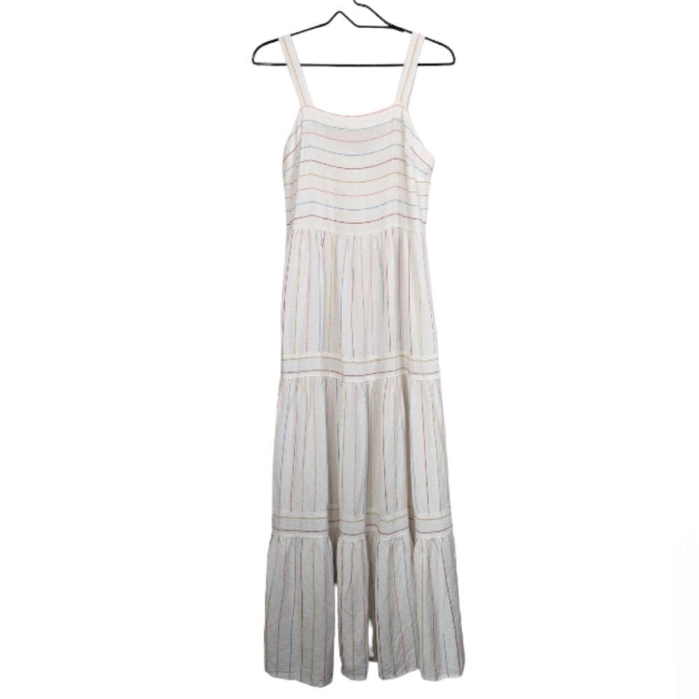 LOFT White Striped Maxi Dress